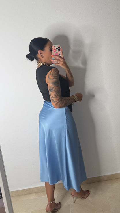 FALDA SATÉN BLUE
