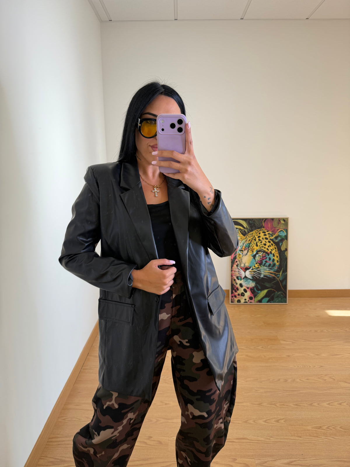 BLAZER EFECTO PIEL BLACK
