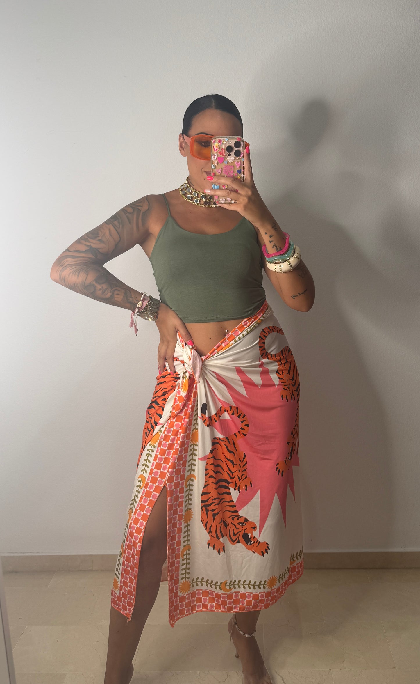 FALDA PAREO MIDI TIGER