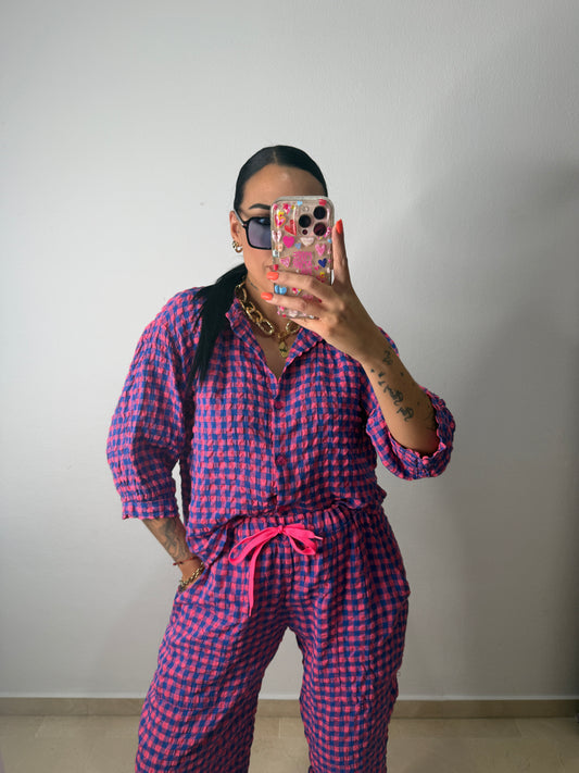 CAMISA VICHY NEON PINK