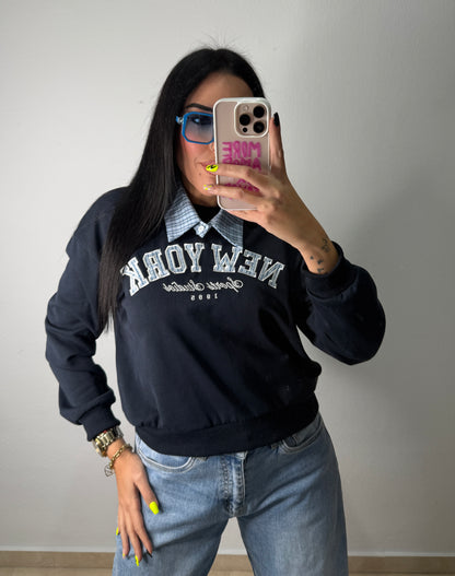 SUDADERA NEWYORK CUELLO DESMONTABLE BLUE