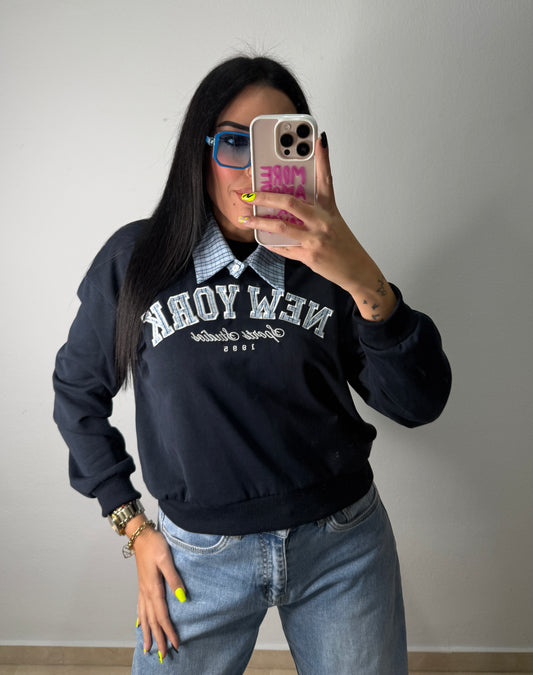 SUDADERA NEWYORK CUELLO DESMONTABLE BLUE