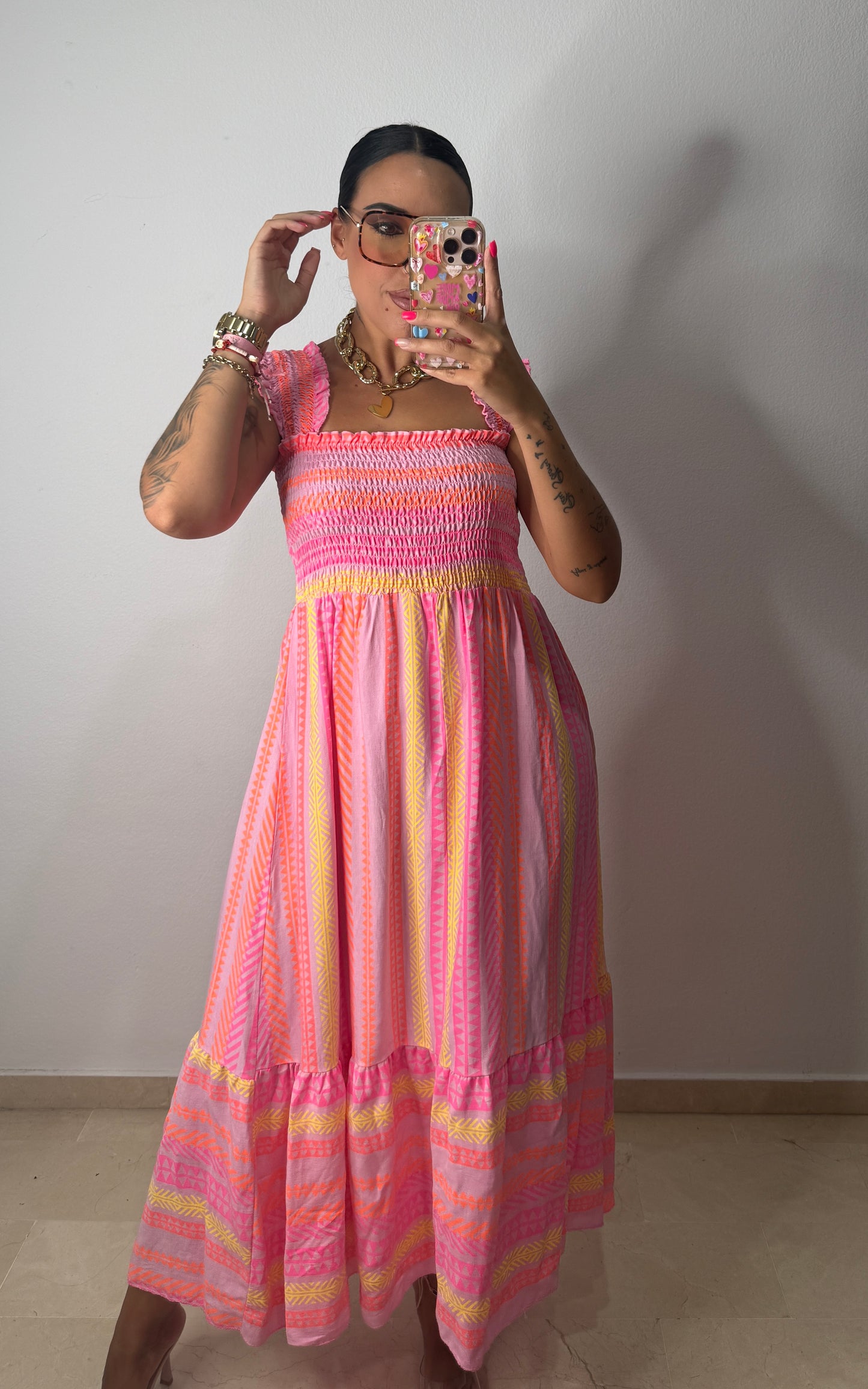 VESTIDO ILLETES FLÚOR