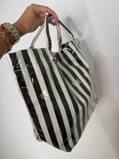 BOLSO PLAYERO TOTE BLANCO NEGRO