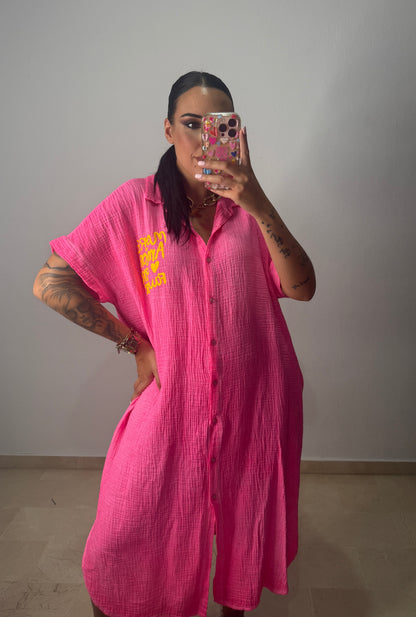 VESTIDO CAMISERO FLÚOR PINK