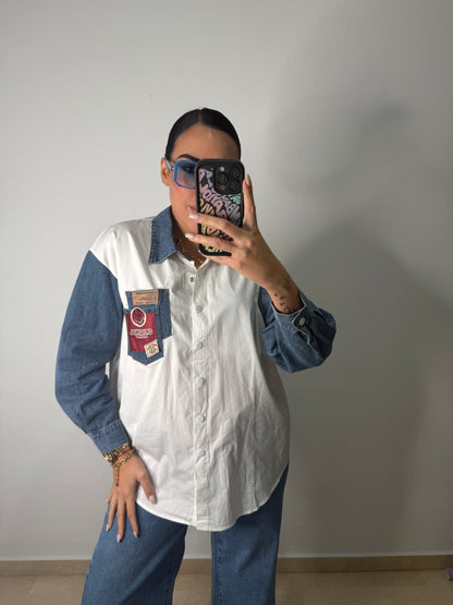 CAMISA COMBINADA DENIM