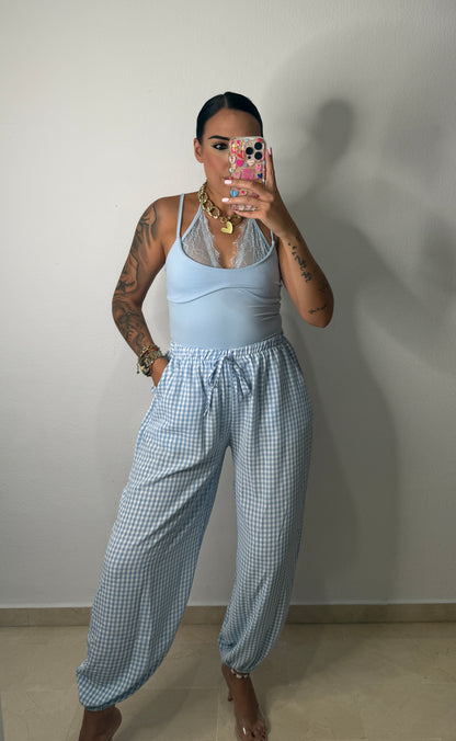 PANTALÓN BOMBACHO VICHY BLUE